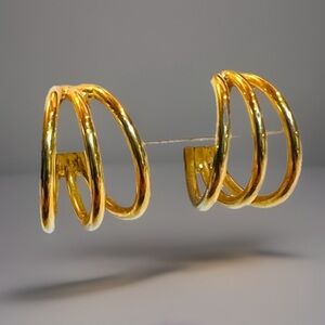 Super lightweight, gold tone, costume open hug, hoop pierced post earrings